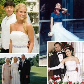 Lovful Handmade Bridal Belt, Rhinestone Wedding Dress Belts, Ribbon Crystal Sash for Women, Ivory