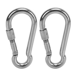 2pcs Stainless Steel Locking Clip Outdoor Camping Locking Buckle for Hiking Hammock Dog Leash Harness 0.39in