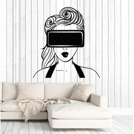 Vinyl Wall Decal Virtual Reality VR Headset Girl Art Decoration Stickers Murals Large Decor (ig4783) Dark Blue