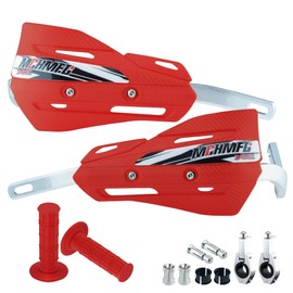 MCHMFG Dirt Bike Handguards with Grips - 7/8" and 1 1/8" Motorcycle Hand Guards for ATV - Universal Handguards Bracket for Off Road Motorcross Red