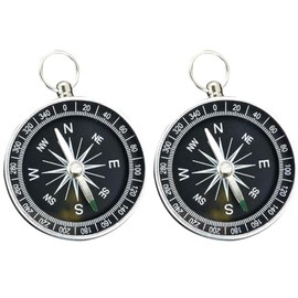 2Pcs Compass Navigation for Hiking, Multifunctional Portable Pocket Expedition Compass with Key Ring Accurate Waterproof Compass for Hiking Outdoor Camping, Motoring, Boating, Backpacking and Gift