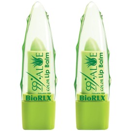BioRLX 99% Purity Aloe Vera Lip Balm - Natural Moisturizing Unisex Lip Care for Hydrated and Radiant Lips (Aloe Vera - Color Tinted, 0.12 Ounce (Pack of 2))