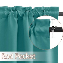 Nicetown W29 - Juego de cortinas con bolsillo para barra, Country rústico, Sea Teal, W29xL36, 2