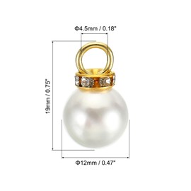 PATIKIL (14mm) Pearl Charm, 100Pcs Pearl Beads Faux Pearl Pendant Charm with Rhinestone Beautiful Designer DIY for Jewelry Making Bracelets Earrings Necklace Wedding Crafts,Gold White