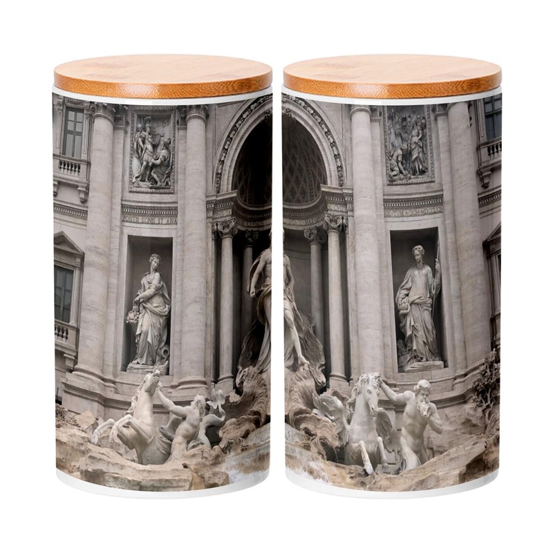 Fabulous Ceramic Pot with Lid Bamboo - View of Rome