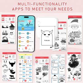 ST-CARE Mini Pocket Bluetooth Printer-Portable Thermal Printer with 10 Roll Papers for Journal/DIY Scrapbook/Travel/Notes/Lists/Label/Memo, Receipt Printer for Children Women Gifts Kids Christmas