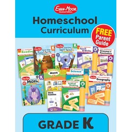 Evan-Moor Homeschool Curriculum, Grade K, Bundle of 12 Workbooks, Reading, Writing, Math, Science, Geography, Spelling, Vocabulary, Language, Social Studies (Evan-Moor Homeschool Bundle)