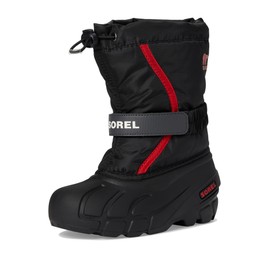 SOREL Children's Flurry Boot - Black, Bright Red - 2