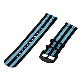 Clockwork Synergy - 22mm 2 Piece Classic Nato PVD Nylon Black / Sky Blue Replacement Watch Strap Band