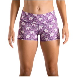 Tough Mode - Pantalones cortos de compresión para mujer, 3 pulgadas, para entrenamiento atlético, voleibol, correr, WOD, Púrpura (Purple elephant), X-Small