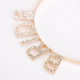 Ella Celebration Rhinestone Bride Headband Bridal Shower Bachelorette Party Headbands (Gold)