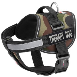 Dogline Unimax Multi-Purpose Green Camo Vest Harness for Dogs and Removable Therapy Dog Patches