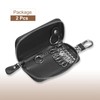 HARFINGTON 2Psc Genuine Leather Key Holder Bag Car Keychain Coin