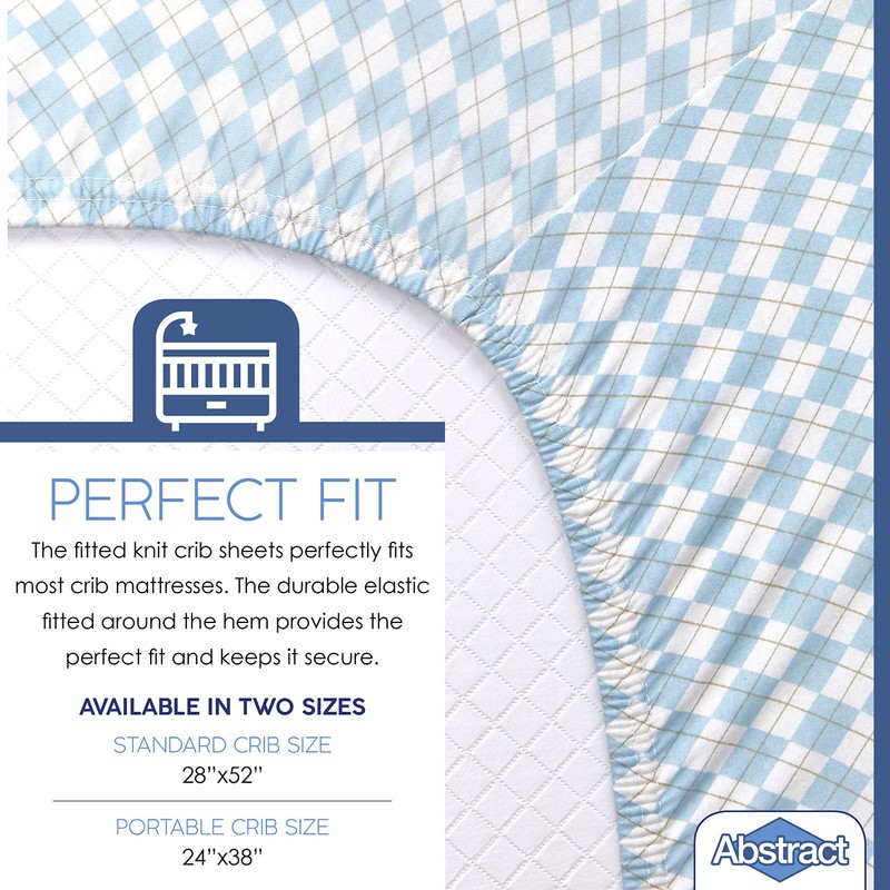 Abstract Unisex Baby Argyle Fitted Portable Crib Sheet - 525-A