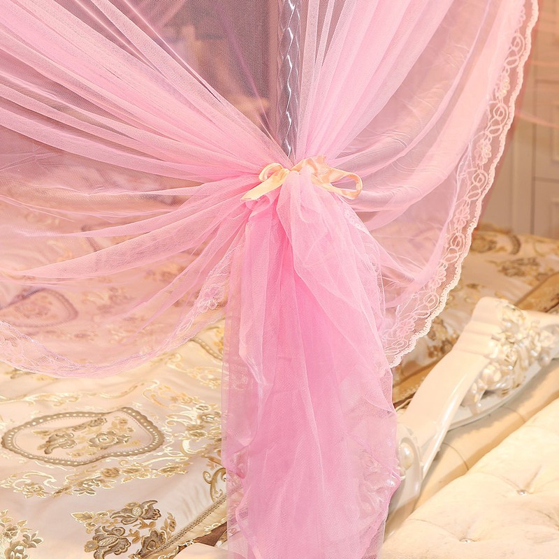 Luxury Princess Three Side Openings Post Bed Curtain Canopy Netting