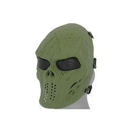 UK Arms Airsoft Villain Skull Full Face Mesh Airsoft Protective Gear Mask - OD Green