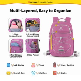 SKYSPER Kids Backpack 18L Children School Bag Child Boy Girl Pack Ages 4-8 for Traveling Day Trips Classes(Purple)