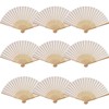 SL crafts 50pcs Imitated Silk Hand Fan Silk Fabric Bamboo