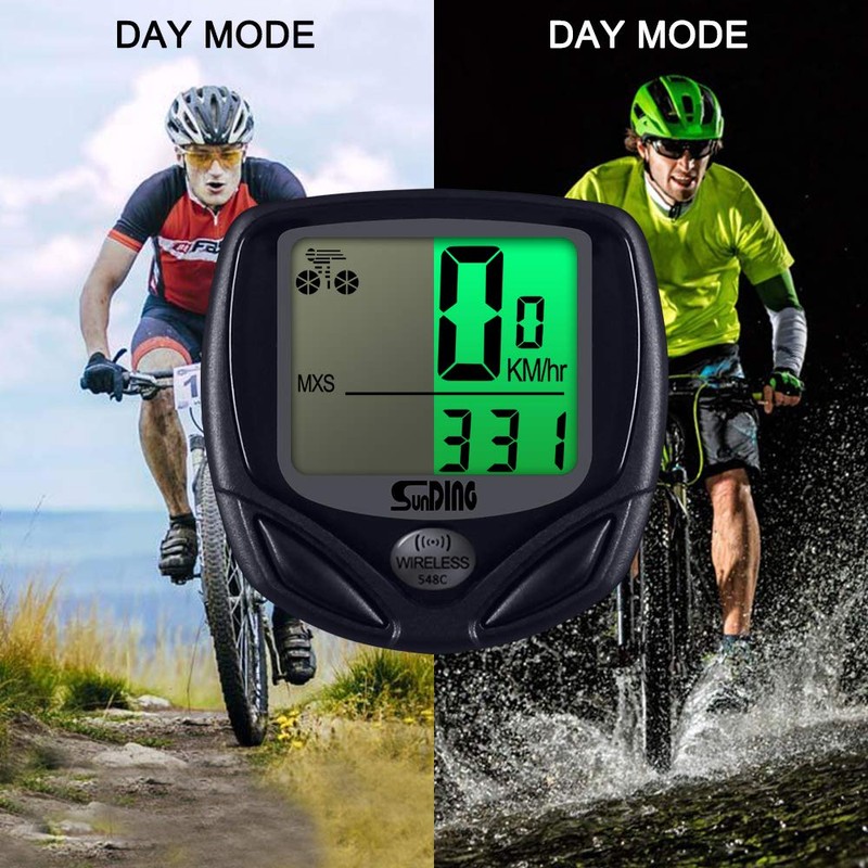 Water-Proof Bike Computer with Compass, MAXIN Wireless Bike Speedometer with