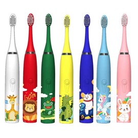 Sonic Toothbrush Cartoon for Kids, 6 Brush Heads Extra Soft with Different Speed Mode (Dark Blue)