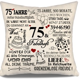 75 Years Full Fabulous Pillowcase for Birthday 75 Years Old Women Men Sister Friends Mum Dad Aunt Grandma Grandpa Wife 75th Birthday Gift 10-100 Birthday Pillow Cases (75)