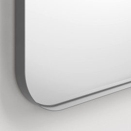 Better Bevel 20" x 30" Silver Metal Framed Mirror | Rectangle Bathroom Wall Mirror | Rounded Corner