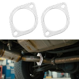Car Exhaust Gasket, Exhaust Flange Gasket, Ultra Seal 2-Bolt 2-Inch Standard Muffler Seal Rings, Auto Accessories Vehicle High Temp Pipe Flange Sealing Replacement Fit for Most Cars (3inch)