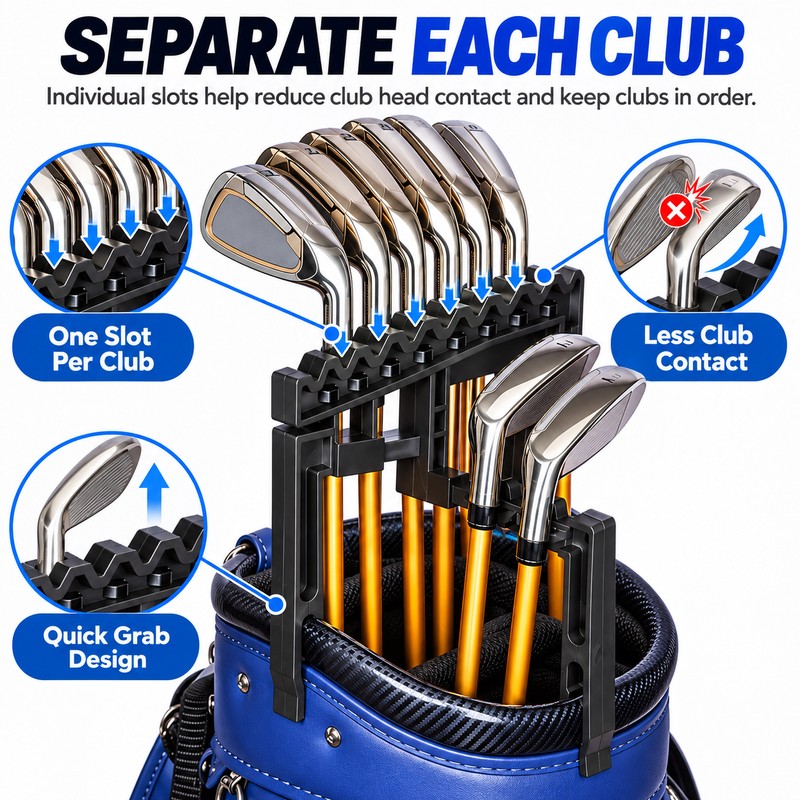 Adjustable Golf Club Organizer for 9 Irons – Protective Club