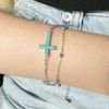 Genuine Turquoise Cross Bracelet with Leaf, Sterling Silver Summer Beach