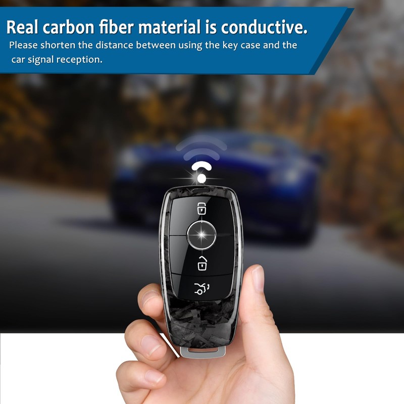T-carbon Carbon Fiber Key Fob Cover Compatible with Benz,Key Fob
