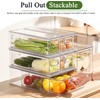 4 Pack Stackable Refrigerator Organizer Bins with Pull Out Drawers
