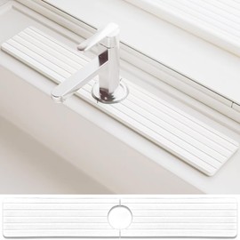 Diatomite Faucet Mat for Kitchen Sink - 23.6'' Fast Drying Sink Splash Guard Water Absorbing Stone Sink Tray, Instant Faucet Mat for Kitchen Bathroom Counter to Prevent Moisture Buildup