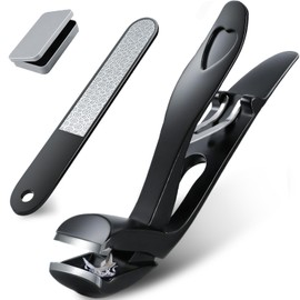 YESDEX Toe Nail Clippers - Wide Jaw Nail Clippers for Thick Nails, Professional Nail Cutter Care Kit for Seniors, Angled Head Toenail Clipper Set with Catcher for Men and Women, Travel Box for Gifts