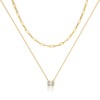 Tewiky Gold Necklace for Women, 14K Gold Plated Diamond Solitaire