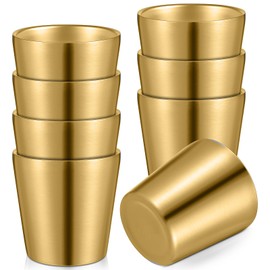 Mimorou 8 Pack Stainless Steel Insulated Cup Metal Tumbler Double Wall Vacuum Water Glasses Camping Reusable Mugs Bbq Home Office Party Coffee(Gold,5.9 oz)