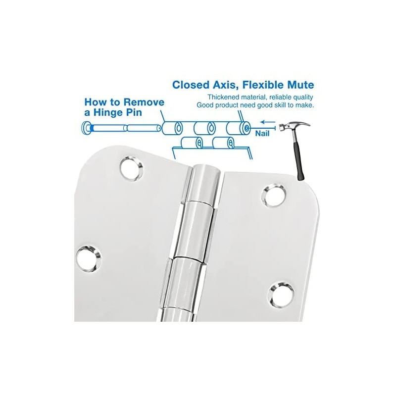 12 Pack Rounded Door Hinges 3.5 inch X 3-1/2" 5/8