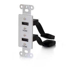 C2G 41013 Composite Video and RCA Stereo Audio Pass Through Single Gang Wall Plate, Brushed Aluminum