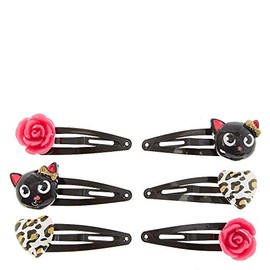 Claire's Club 6 Pack Cat's Meow 3D Charms Snap Hair Clips