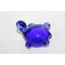 Vintage Style Blue Art Glass Turtle Paperweight Figurine Beach House Decor Desk