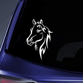 Bargain Max Decals Horse Head Outline Sticker Decal Notebook Car Laptop 5.5" (White)