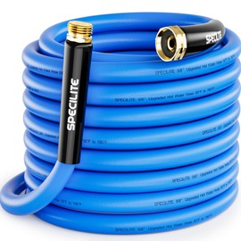 SPECILITE Hot/Cold Garden Water Hose 75 ftx 5/8 in, -50℉ To 190℉, Heavy Duty, Flexible, Burst 605 Psi, Lightweigh, Upgraded Rubber Pipe with 3/4" Brass Fittings For Backyard, Outdoor, Farm, Blue