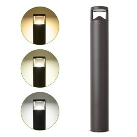 LED Bollard Landscape Light, 42inch 24W 3CCT 30K/40K/50K Selectable, 120V-277V Commercial/Residential Ballard Lighting Fixture for Garden, Pathway, Driveway, Die-cast Aluminum, Bronze