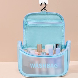 Aepigo Cosmetic Organizer Bag Makeup Pouch for Women Travel Toiletry Bag for Cosmetics Brushes Accessories Waterproof Zippered Cosmetic Bag Portable Carry Pouch Free (Blue)