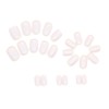24pcs Short False Nails Round Stick on Nails White Glitter