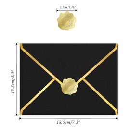 30 Pieces 5 x 7 Inches A7 Envelopes with V Flap Gold Foil Border, for Office, Business Envelopes Colored Envelopes for Gift Cards, Money,Wedding,Invitations, Graduation, Baby Shower (Black)