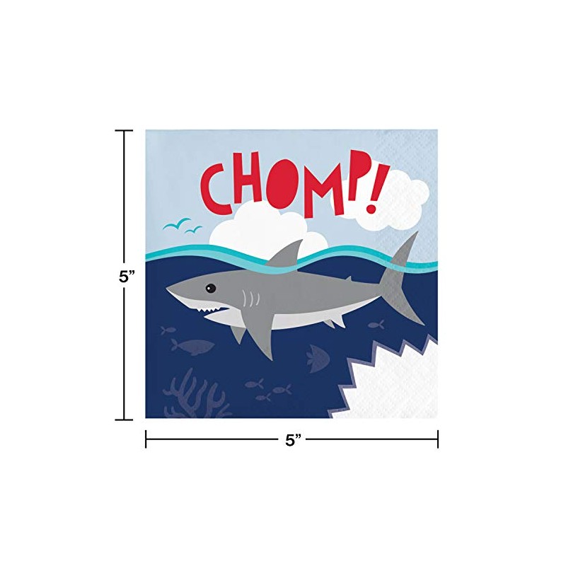 Shark Party Chomp Beverage Napkins, 16 ct