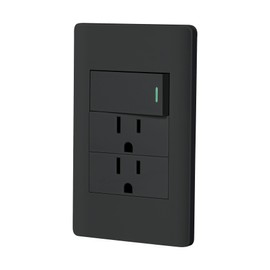 Volteck PA-APCO-L3N, Placa armada negra 1 interruptor sencillo y 2 contactos de 2 polos + tierra línea Lisboa
