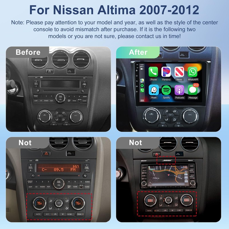 2+64G- for Nissan Altima 2008-2012 Manual A/C Car Radio with
