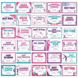 EYxsaxenk Gymnastics Achievement Award Certificate - 60Pcs End of Season Ceremony Award Artistic Rhythmic Gymnastics Championship Paper Achievement Certificate Student Reward Teacher Motivation Supply