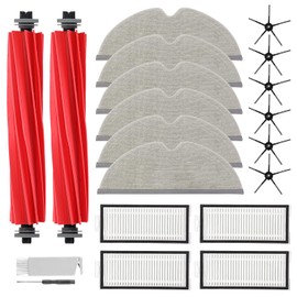 20Pcs Q7 Accessories Kit Replacement Compatible with Roborock Q7 / Q7+ / Q7 Max / Q7 Max+ Robot Vacuum, 2 Main Brush, 6 Mop Cloth Pads, 6 Side Brushes, 4 HEPA Filters, 1 Cleaning Tool